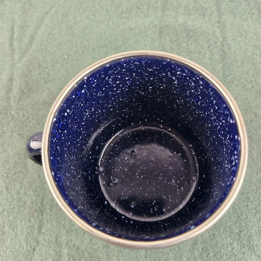 Vtg Dinnerware Set Includes 1 Cup 1 Bowl 1 Plate Enamelware Blue Camping Coleman